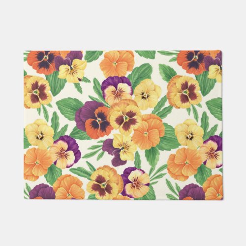 Pansies on off white doormat