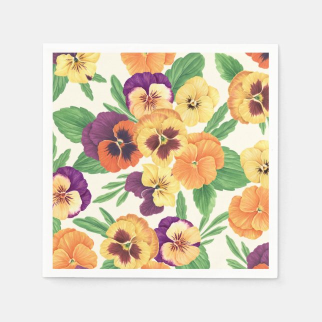 Pansies on off white napkins (Front)