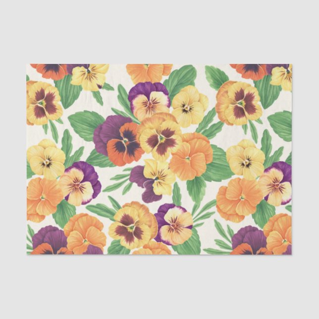 Pansies on off white tissue paper (Front)