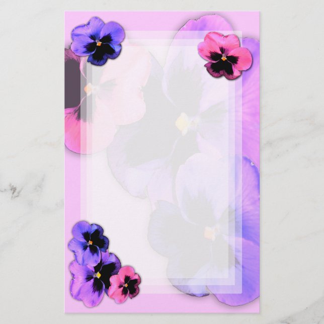 Pansies on Pink Stationery (Front)