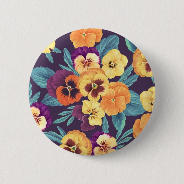 Pansies on plum violet button (Front)