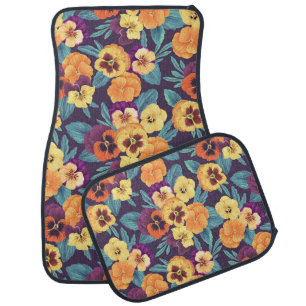Pansies on plum violet car floor mat