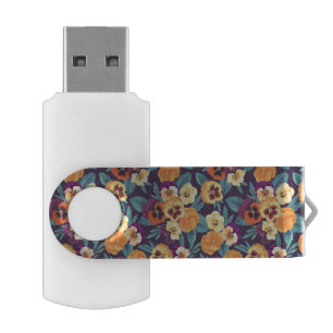 Pansies on plum violet flash drive