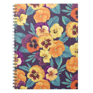 Pansies on plum violet notebook