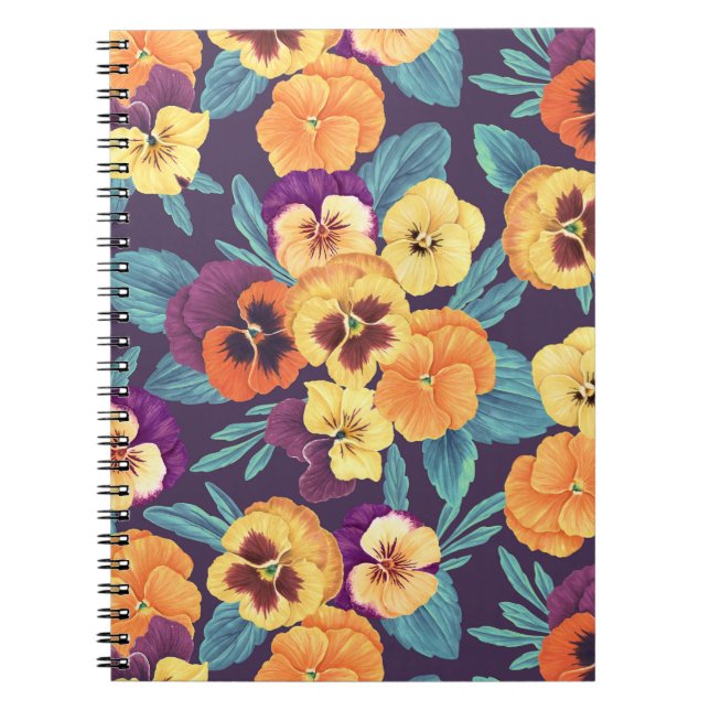 Pansies on plum violet notebook (Front)