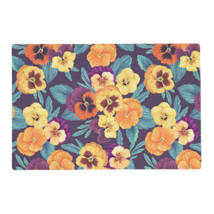 Pansies on plum violet placemat