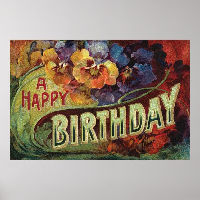 Pansies Pansy Rainbow Flowers Floral Poster (Front)