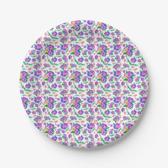 Pansies Pattern paper plates (Front)