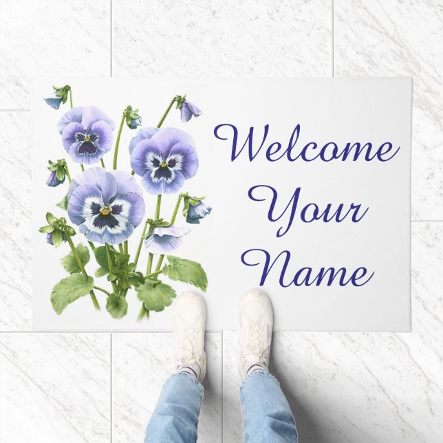 Pansies Personalized Doormat (Indoor)