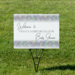 Pansies [purple] sign<br><div class="desc">The perfect sign for your bridal or baby shower. Pansy themed to match favor bags,  plates,  cups,  mini candles and more. Edit to your liking and congratulations to the new future! Banner with metal rings also available.</div>