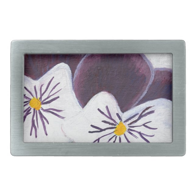 Pansies Rectangular Belt Buckle (Front)