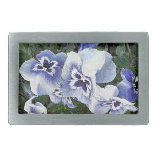 PANSIES RECTANGULAR BELT BUCKLE