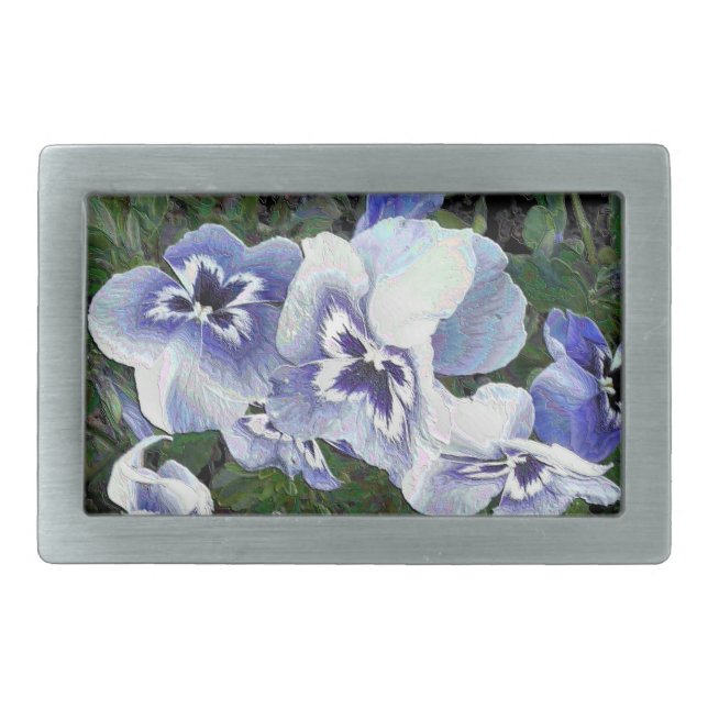 PANSIES RECTANGULAR BELT BUCKLE (Front)