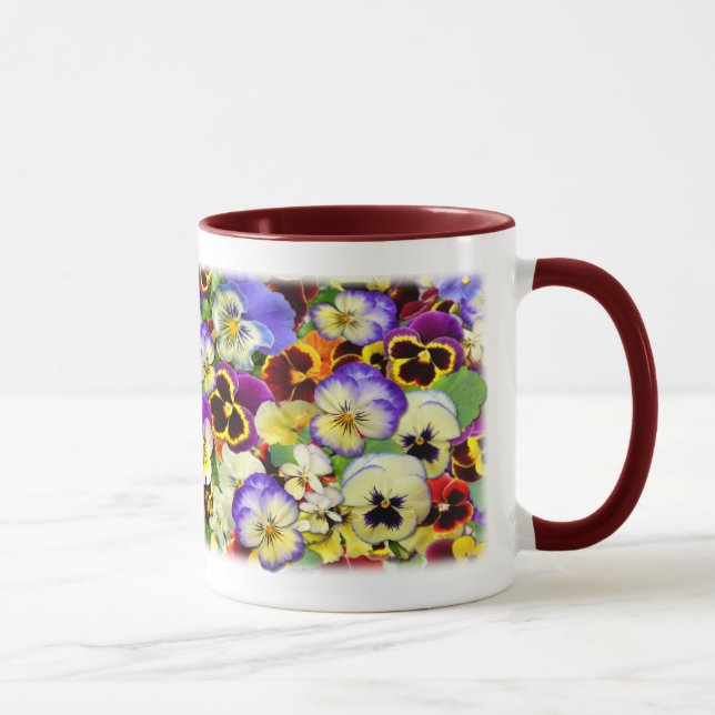 Pansies ~ Ringer Mug  # 2 (Right)