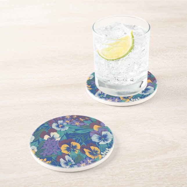Pansies Sandstone Coaster (Side)