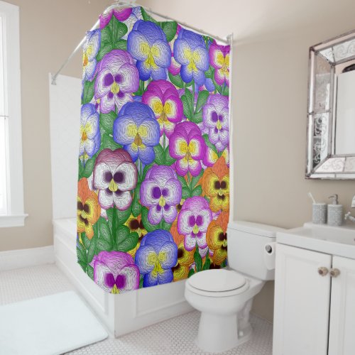 Pansies Shower Curtain