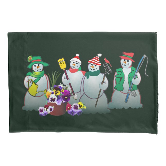 Pansies / Snowmen pillow case 2019 (Front-Left)