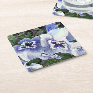 PANSIES SQUARE PAPER COASTER