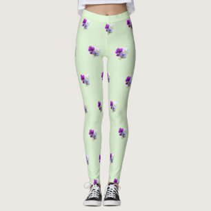Pansies three flowers pattern Legging