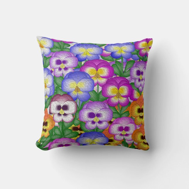 Pansies Throw Pillow (Front)