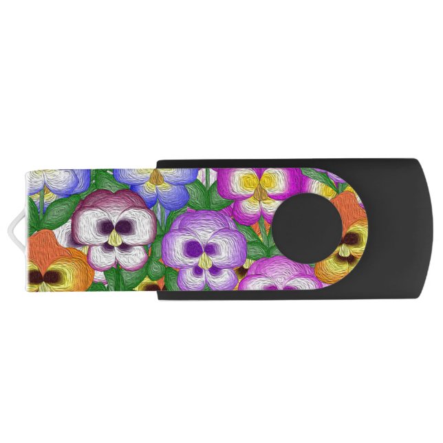 Pansies USB Swivel Flash Drive (Back)