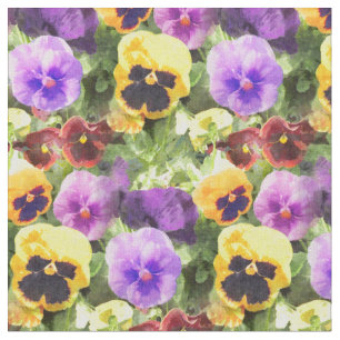 Pansies Watercolor Fabric