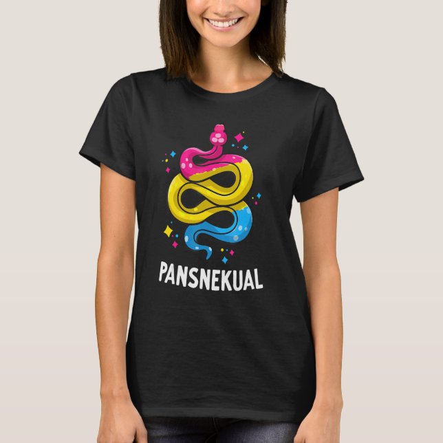 Pansnekual  Pansexual Pride Snake Pan Flag Colors T-Shirt (Front)