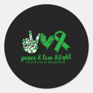 Panspandas Awareness Green Ribbon Peace Love Cure Classic Round Sticker