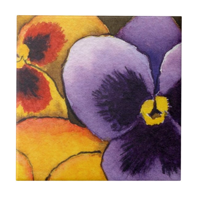 "Pansy #1" Kitchen Garden Ceramic  Tile (Front)