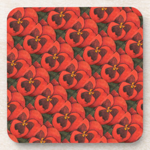"Pansy #3 Tiled Pattern" Floral Coaster Set