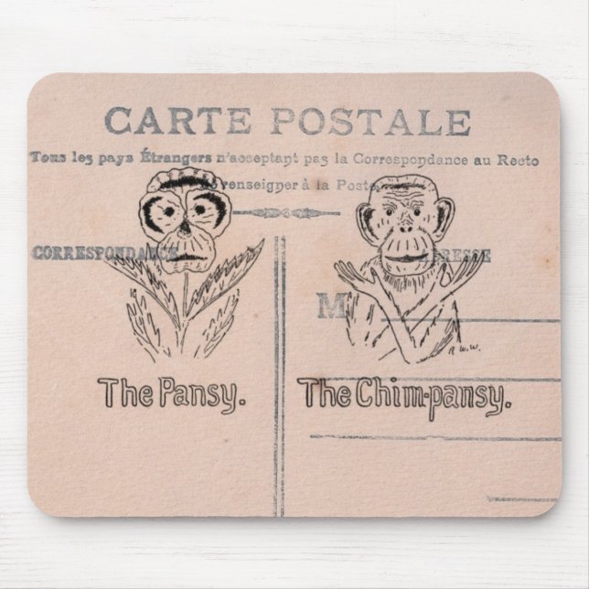 Pansy and Chimp Humor Mouse Pad (Front)