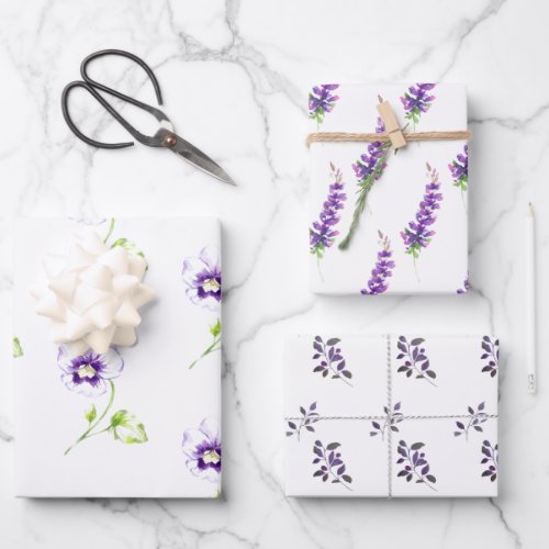 Pansy and Lavender Assortment of Wrapping Paper