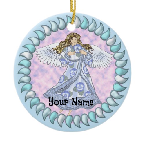 Pansy  Angel Ceramic Ornament