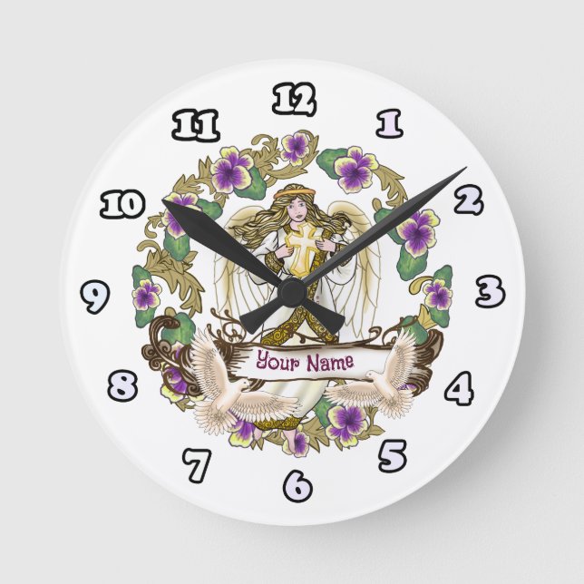 Pansy  Angel Round Clock (Front)