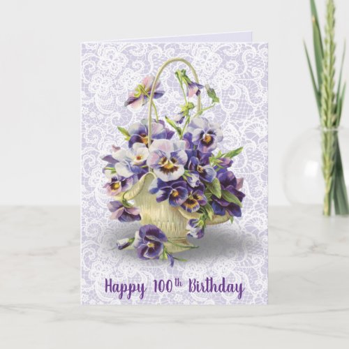 Pansy Basket for 100th Birthday  Card