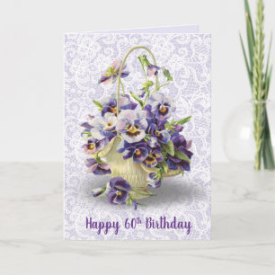 Pansy Basket for 60th Birthday Card