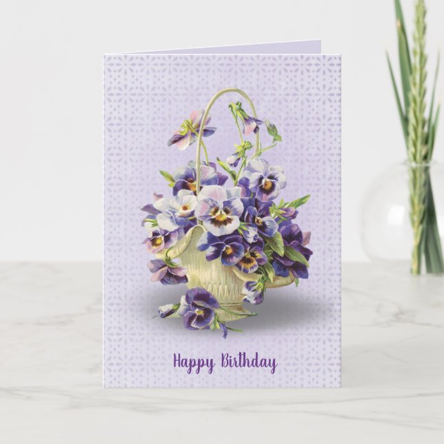 pansy basket on eyelet for birthday card (Front)