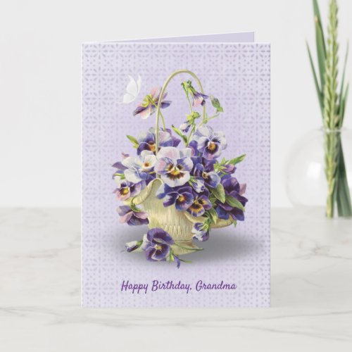 pansy basket on eyelet for Grandmas  birthday Card