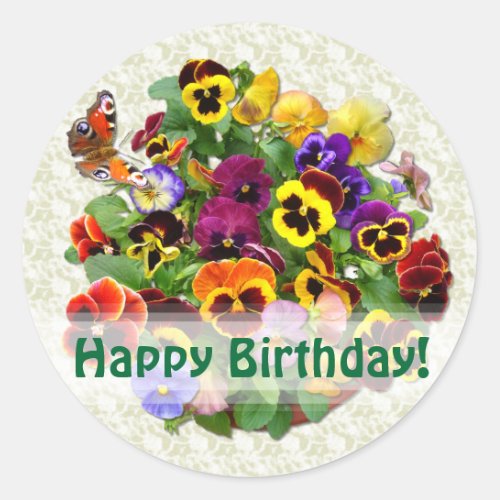 PANSY BEAUTY  Birthday  Envelope SealersStickers Classic Round Sticker