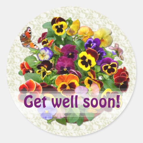 PANSY BEAUTY   Get well   Envelope Sealers Classic Round Sticker