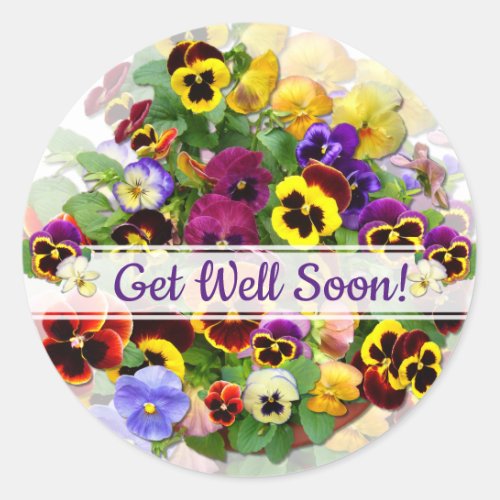 PANSY BEAUTY  Get Well Soon Classic Round Sticker