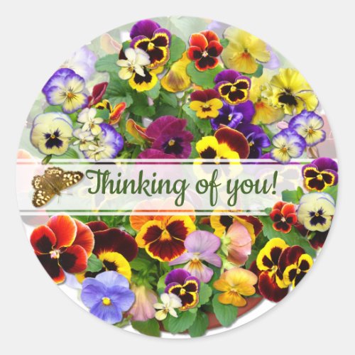 PANSY BEAUTY THINKING OF YOU CLASSIC ROUND STICKER