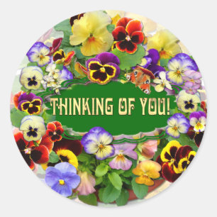 Pansy Beauty Thinking of You Greeting Classic Round Sticker