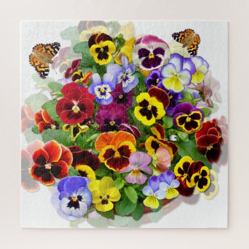 Pansy Beauty with Butterflies Jigsaw Puzzle