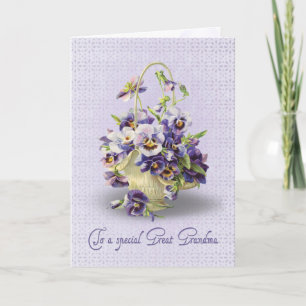 Pansy Birthday for Great Grandma Card