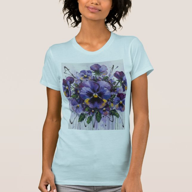Pansy Bloom - Artistic Floral T - shirt  (Front)