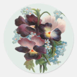 Pansy Bouquet Classic Round Sticker