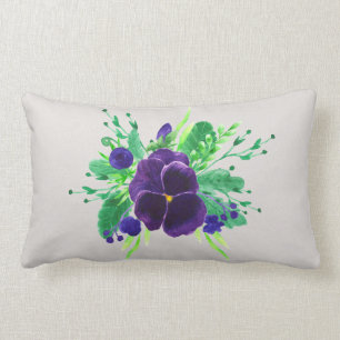 Pansy Bouquet Custom Background Color Lumbar Pillow