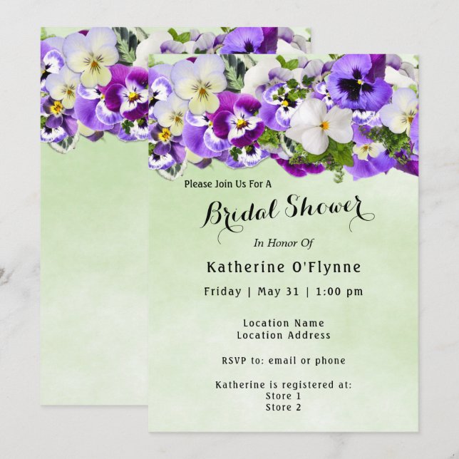 Pansy Bridal Shower Invitation (Front/Back)