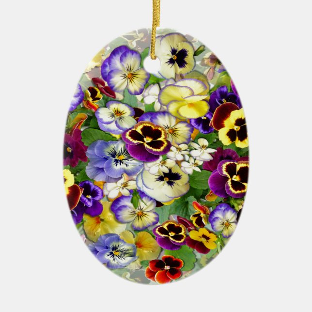 Pansy Cascade Ceramic Ornament (Front)